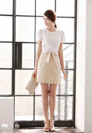 Or feminine with a bow tied on waist.