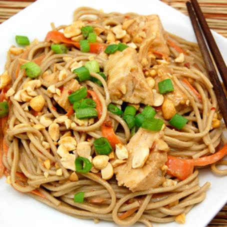 Soba noodles with peanut sauce