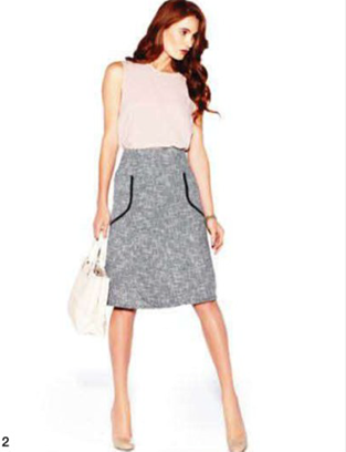 Description: 2. Top $389, by ck Calvin Klein; skirt, $395, by Kate Sylvester; shoes, $149, by Nine West; bracelet, $365, by Peter Lang; bag, $295, by Oroton.