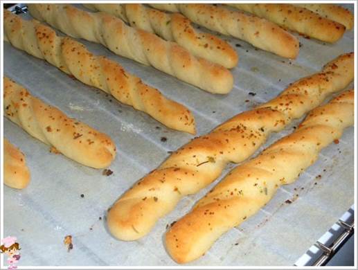 Stick bread is long and tapering.
