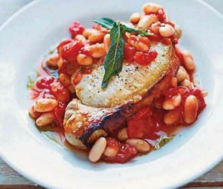 Pork chops with Tuscan beans