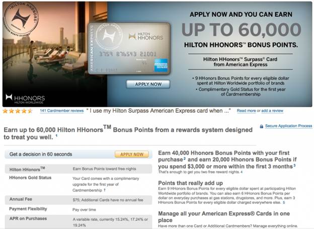  
The American Express Hilton HHonors card
