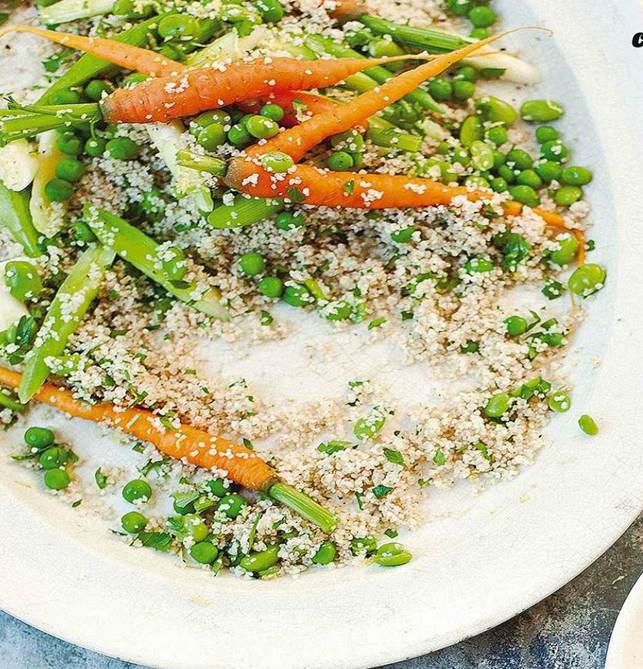 Spring barley couscous with harissa and butermilk sauce