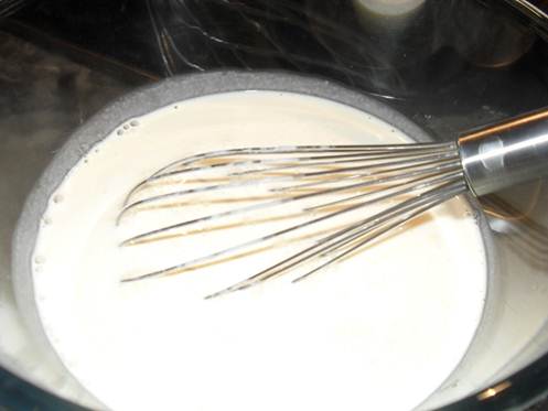 Description: Gradually whisk in milk and cook, whisking constantly, until thickened 