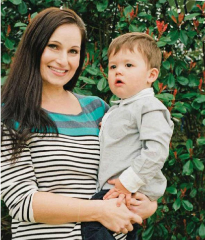 Description: Sharon with her son, Jonathan, who she and her husband Stuart adopted after he came to them as a foster baby