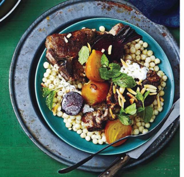 Moroccan Spiced Lamb Chops With Moghrabieh And Roasted Beetroot
