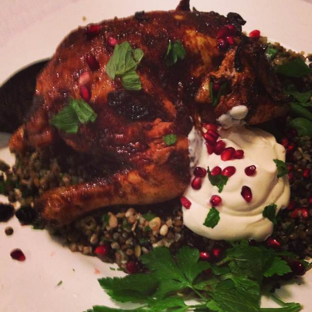 Moroccan Chicken With Pomegranate Glaze And Ancient Grain Salad