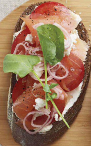 Description: Smoked salmon & tomato tartines