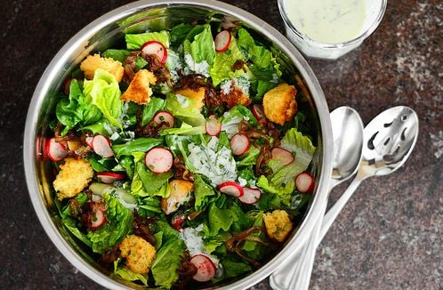 Romaine Salad With whiskey onions, cornbread & buttermilk dressing