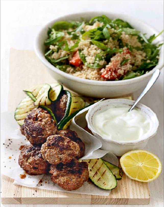 Description: Dip lightly chargrilled meatballs into cooling creamy yoghurt