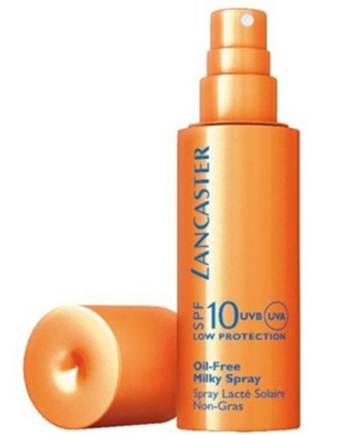 Description: Sun beauty Oil-Free Milky Spray Sublime Tan, $33, by Lancaster