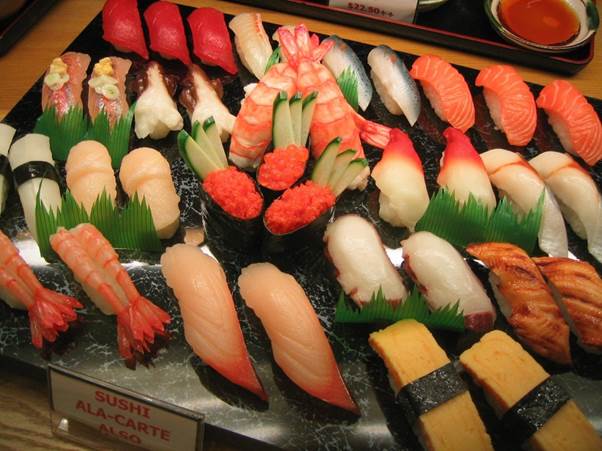 Description: make sure you eat the sushi quickly - the heat of a human body can encourage bacteria to grow in raw fish. 