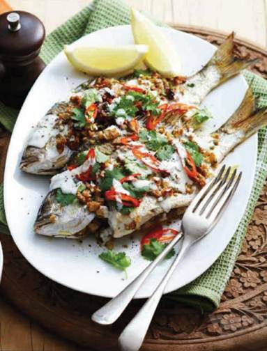 Description: Whole fish with walnut stuffing