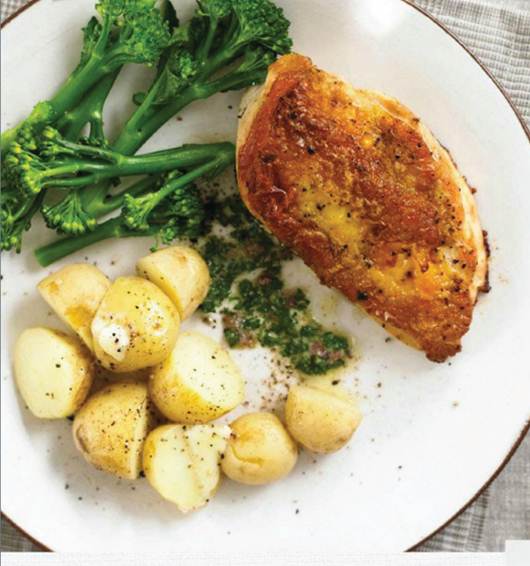 Description: Anchovy and parsley butter stuffed chicken