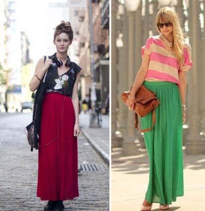 Maxi with plain material helps girls prominent on streets.