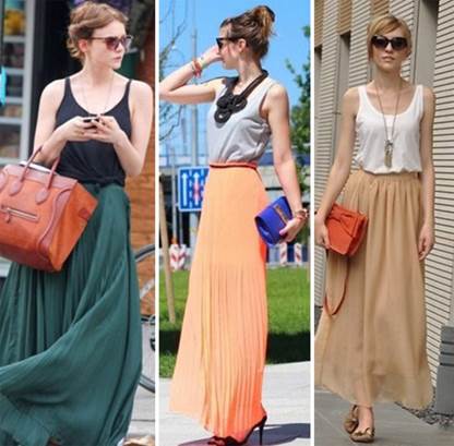 Going for a walk at weekend, the girls can combine maxi with sleeveless T-shirt.